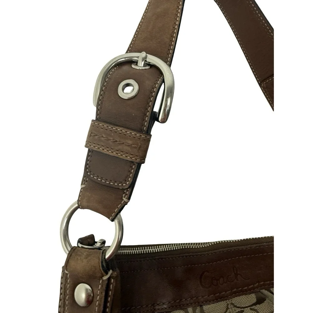 Coach Signature Brown/Beige Shoulder BagBuckle, Strap F13740 vintage y2k